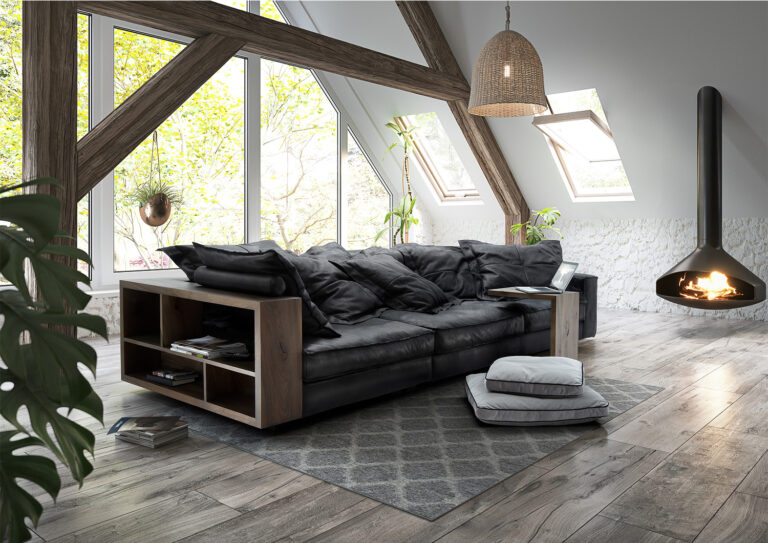Wohnzimmer Couch dunkel